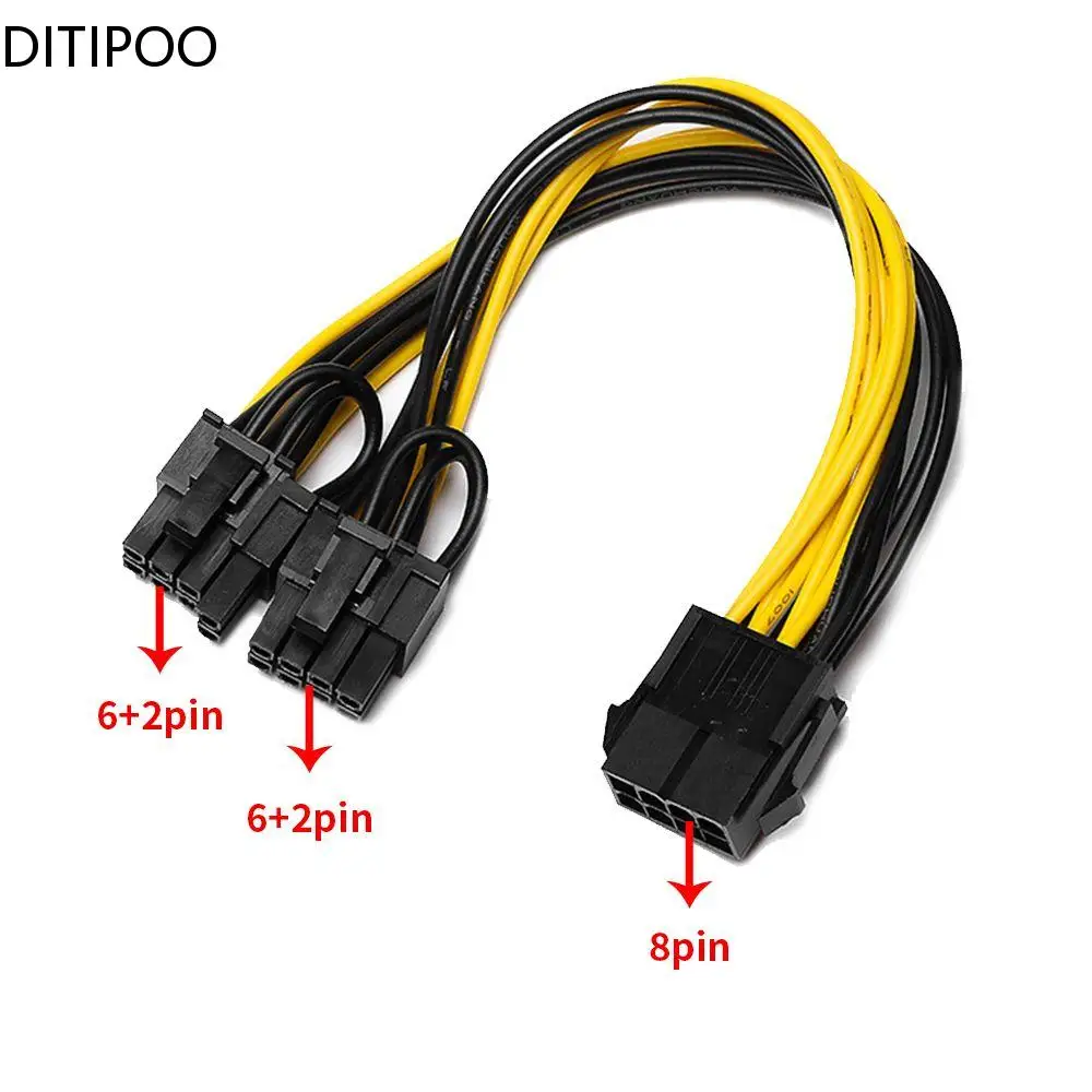 

20cm PCI Express PCIE 8Pin to Dual 8 (6+2) Pin Motherboard Graphics Video Card GPU Adapter Power Supply Splitter Cable