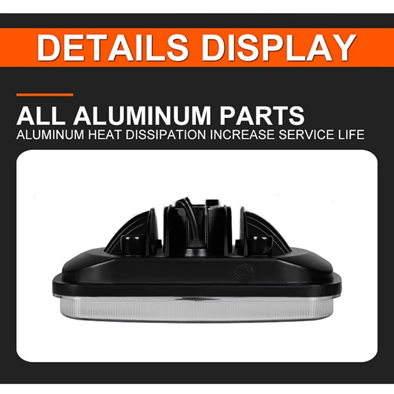 LED DC9-60V 7 Inch Square Front Headlight Modification Assembly For Jeep Wrangler