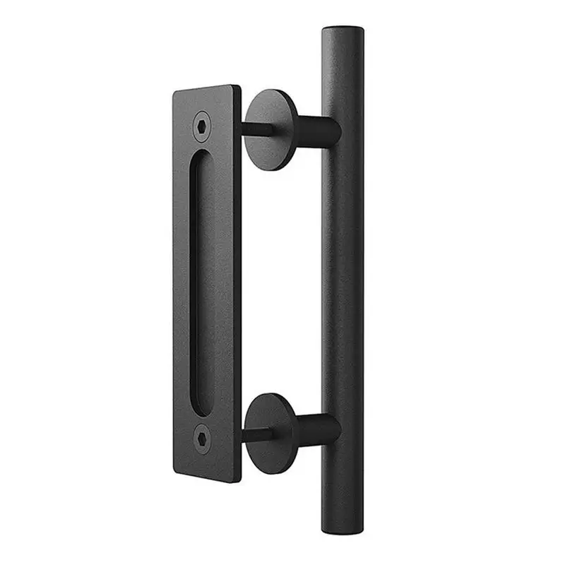 

Barn Door Handle Kit 12inch Heavy Duty Pull And Flush Handle Rustic Door Handle Hardware Set With Two-Side Design For Furniture