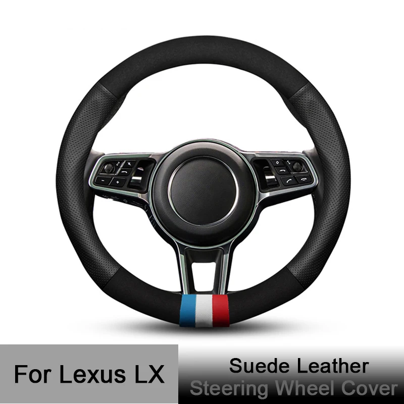 

For Lexus LX Hybrid Steering Wheel Cover Suede Leather Fits Lexus LX 600 LX 570 Hybrid