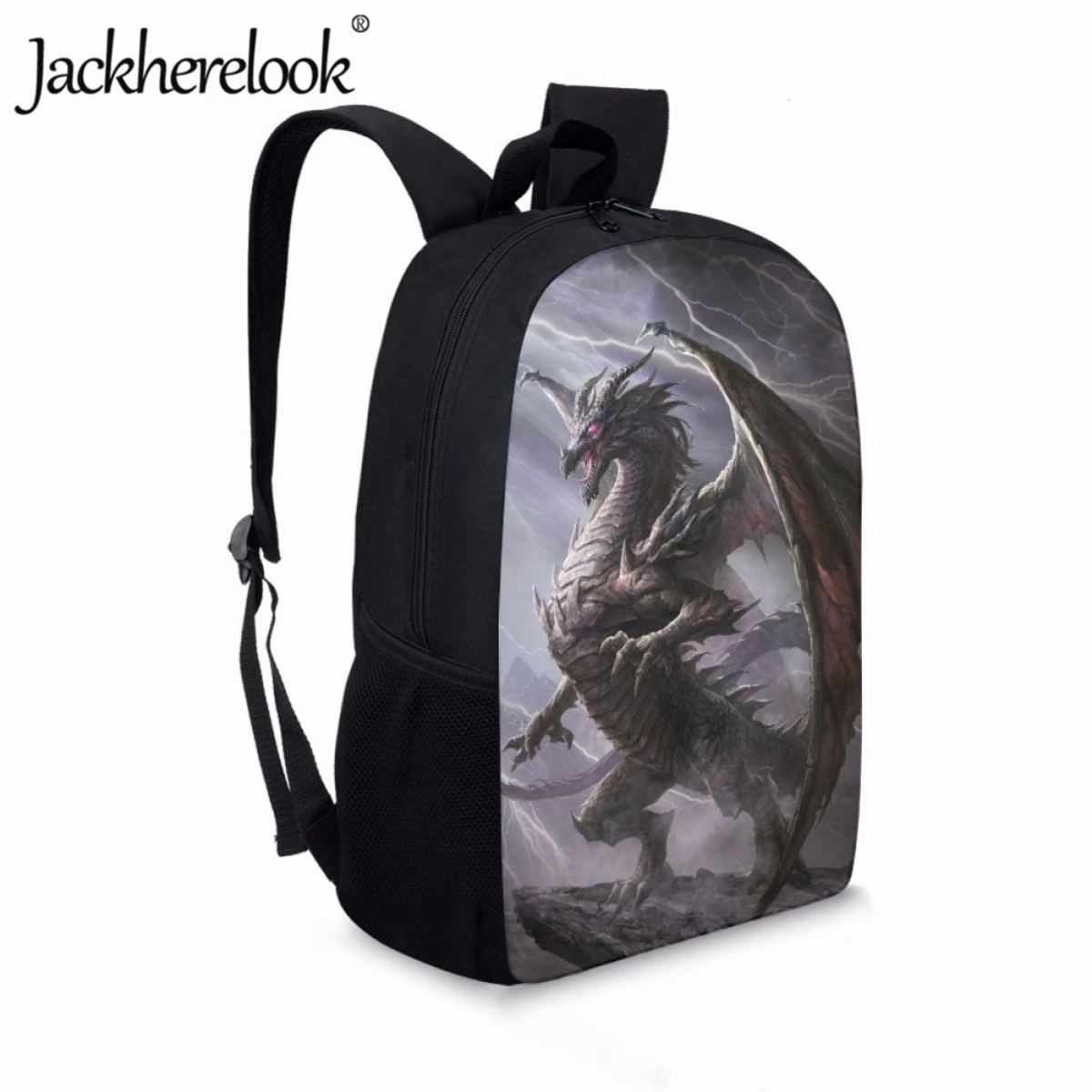 Jackherelook Dragon Pattern School Backpack Kids Boys School Bag 17inch Book Bags Large Capacity Teen Student Laptop Bag Mochila