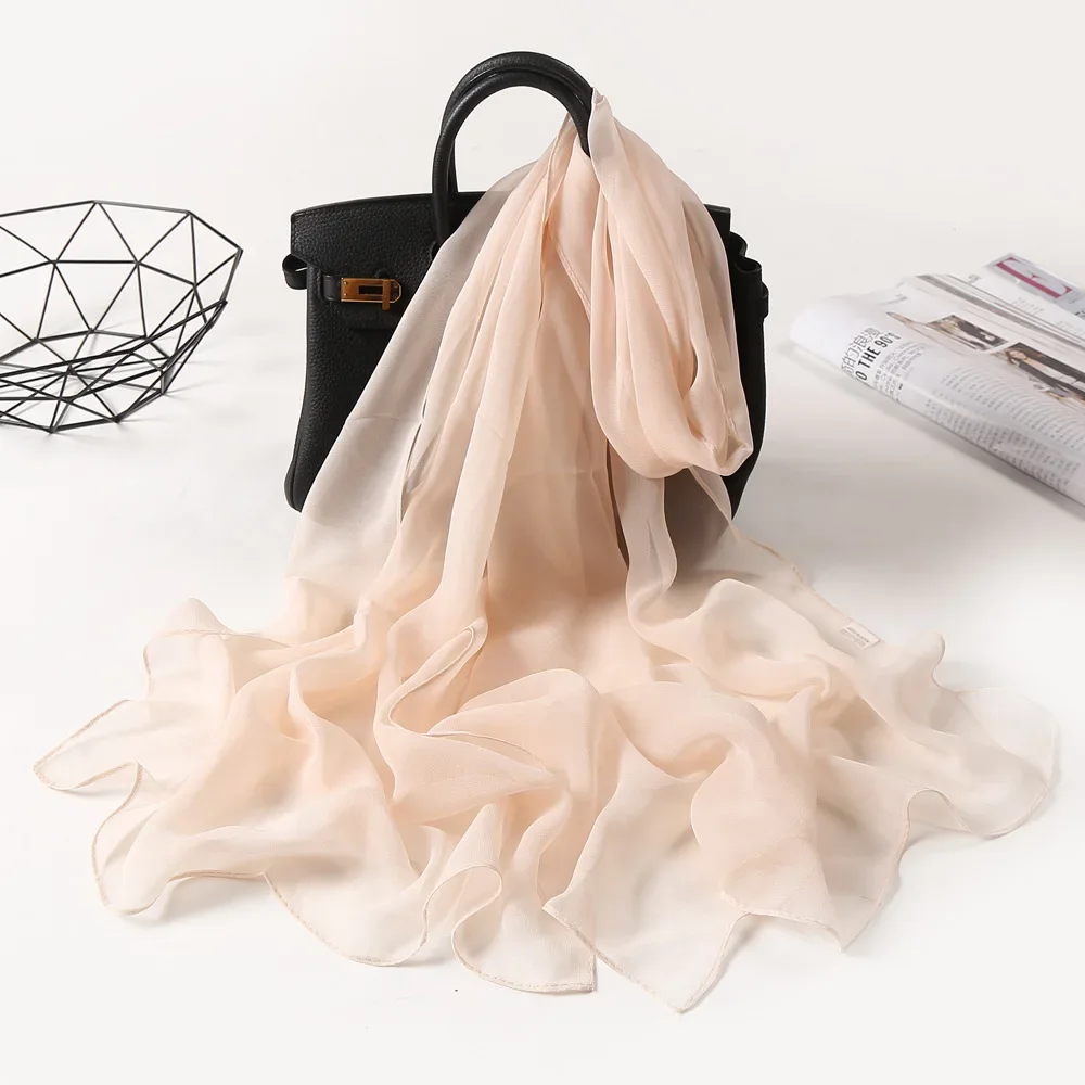 Женский платок с градиентом однотонный шифоновый шарф бандана элегантная
