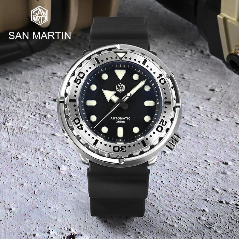 

San Martin New Tuna Diver Watch 47mm NH36 Automatic Mechanical Sapphire Glass 30Bar Fluorine Rubber Strap Luminous Black Watches