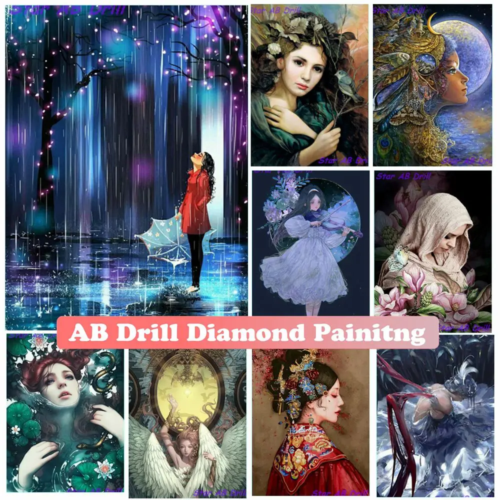 

Fairy Angel Woman AB 5D Diamond Painting Northern Lights Diy Portrait Embroidery Mosaic Girl Cross Stitch Kits Crafts Home Decor