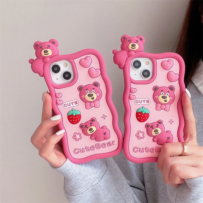 

Cartoon Three-dimensional Disney Toy Story Lotso Phone Case for IPhone 11 12 13 14 Pro Max 14Pro Anti-drop Silica Gel Soft Cover