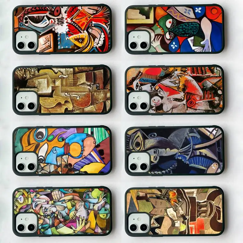 

TOPLBPCS Pablo Picasso Abstract Art Phone Case Silicone PC+TPU Case for iPhone 11 12 13 Pro Max 8 7 6 Plus X SE XR Hard Fundas