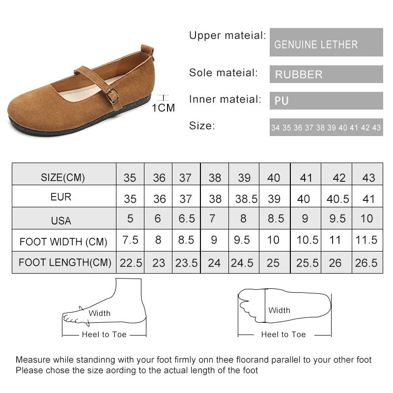 AIYUQI Mary Jane Women Genuine Leather 2023 New Large Size 41 42 43 Women's Flats Casual Spring Shoes Women