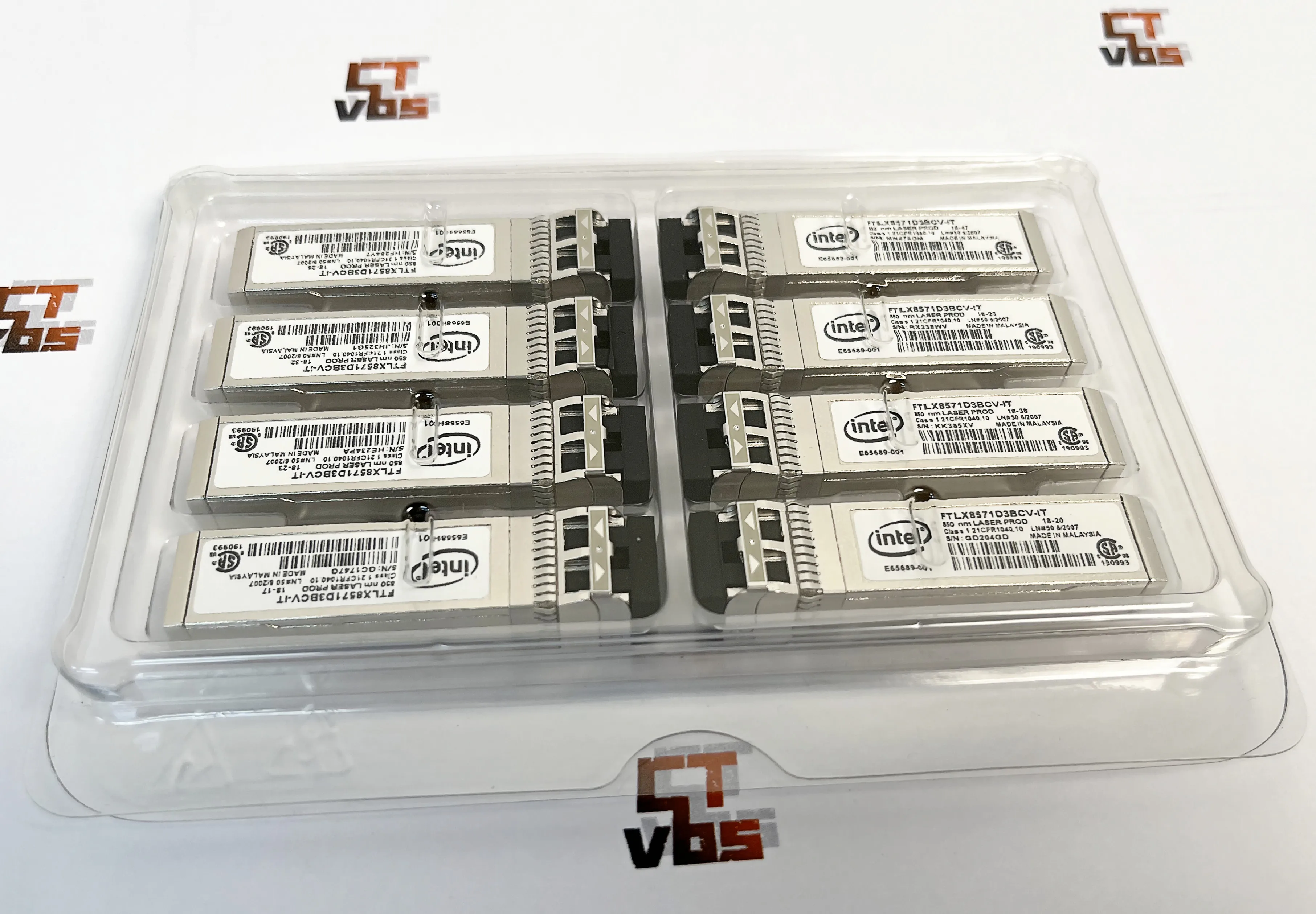 INTEL E10GSFPSR FTLX8571D3BCV-IT E65689-001 0Y3KJN / 0R8H2F SFP+ Transceiver for X520-DA2 or X520-DA1 850nm 300m 10G Multi Mode