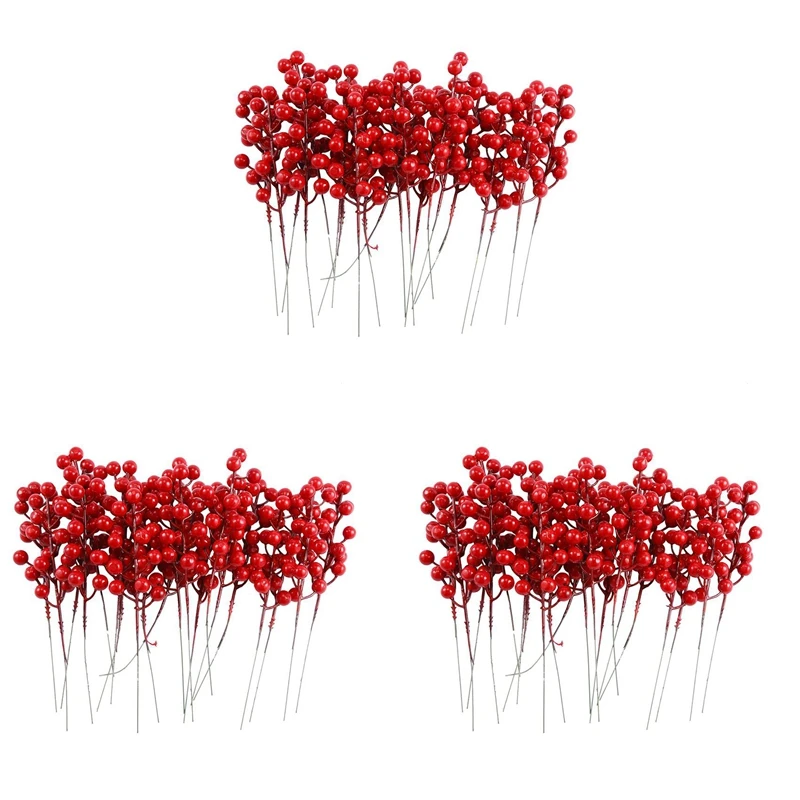

60 Pack 8Inch Artificial Christmas Red Berries Stems For Christmas Tree Ornaments,DIY Xmas Wreath,Holiday And Home Decor