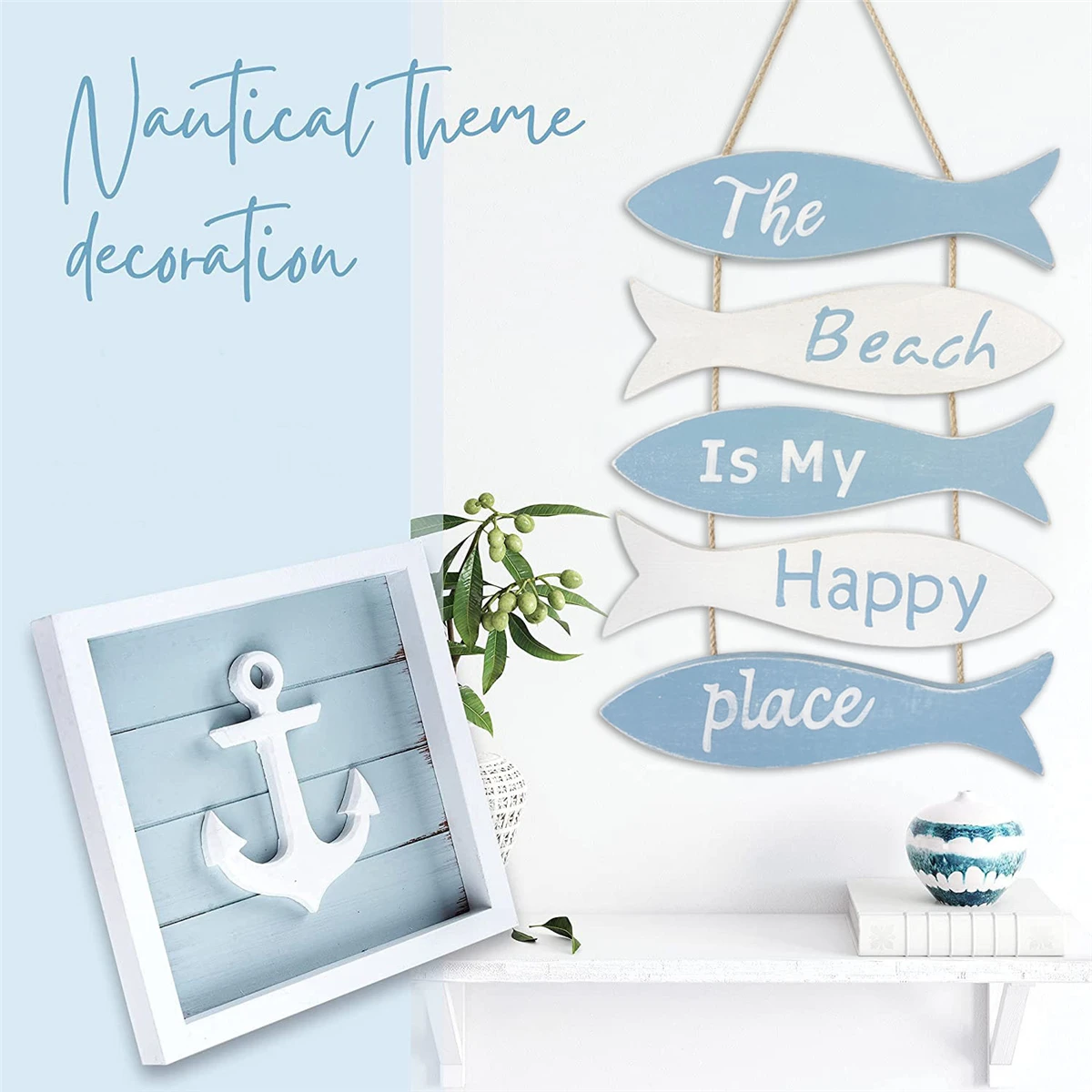 

Ocean Style Wooden Fish Outdoor Garden Home Decor Pendant Ornaments Easter Decorations Wedding Birthday Decoration