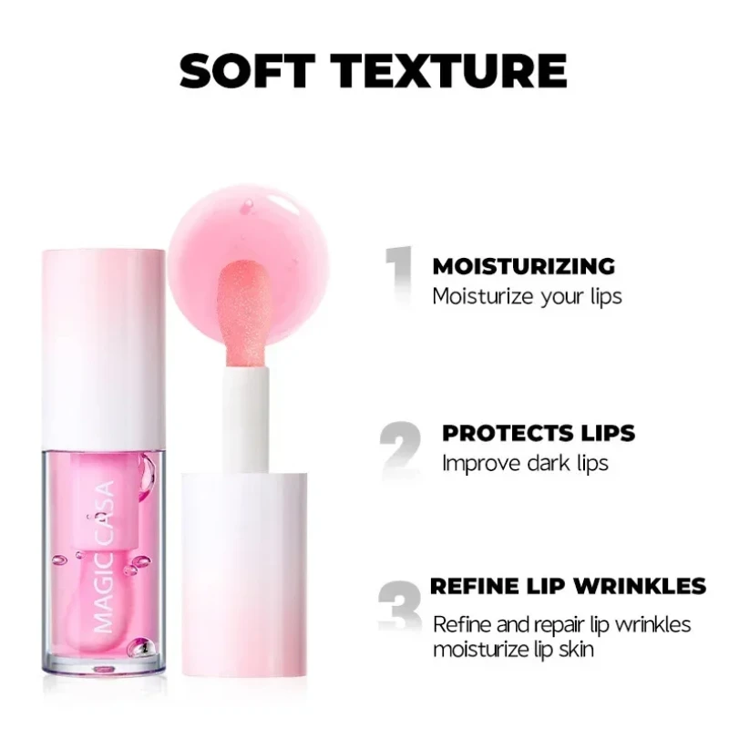 5Colors Orange Straberry Lip Oil Long Lasting Non-sticky Moisturizing Tint with Plumper Hydrating Skin Care Serum MakeUp