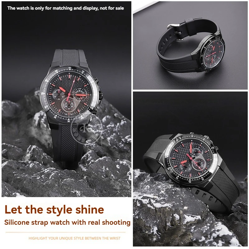 Фото Для Casio EDIFICE Series EF-552 полимерный ремешок для часов водонепроницаемый сменный ремешок для часов браслет из ТПУ спортивный мужской браслет 25*20 мм №3
