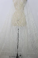 heavy 3d beaded lace fabric wedding dress fabric bridal gown embroidery lace sequin lace beaded lace fabric by the yard