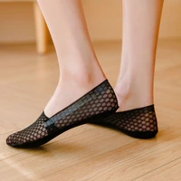 summer short lace socks women breathable mesh hollow out boat socks antiskid invisible ankle girls sexy transparent slipper