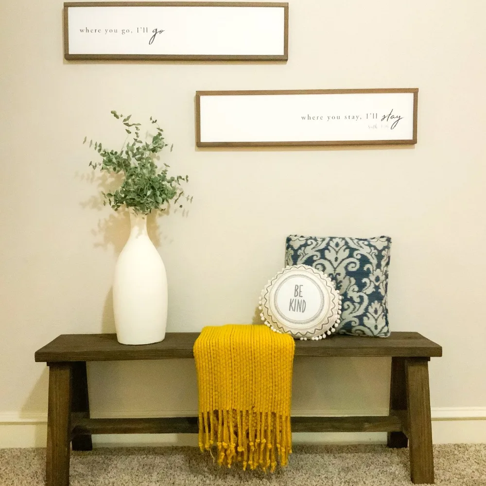 

Woven Paths Classic Solid Wood Bench, Dark Walnut