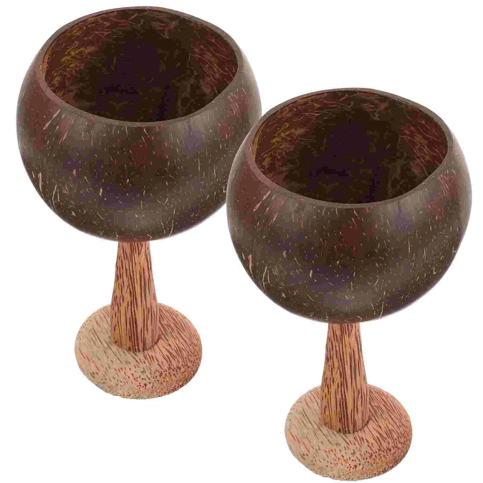 

2 Pcs Coconut Cup Cocktail Decorative Cups Hawaiano Grace Container Shell Banquet Medieval Shot glasses