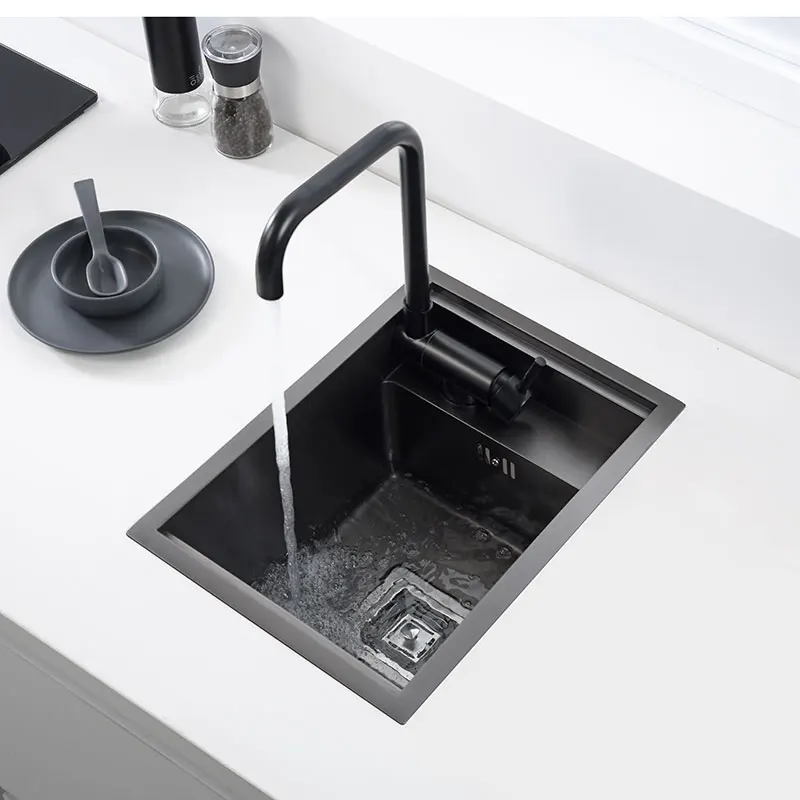 

Black Kitchen sink Hidden Single bowl Bar Small Size sink Stainless Steel Balcony sink Concealed black kitchen sink Bar sink