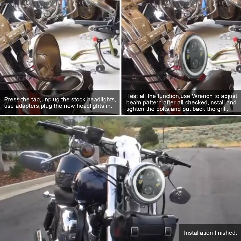 Фара для мотоцикла 5,75 дюйма (5 34 дюйма) с ДХО для Harley Dyna Iron 883 Street Bob FXDB VRSVD VRSCDX XG, круглая мото-лампа (art.: 3920dabeac473) - 3920dabeac473