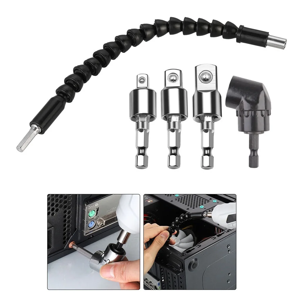 

Right Angle Drill Flexible Shaft Bit Extension Screwdriver Holder Socket Adapter Universal Joint Extension Rod Drill Bits