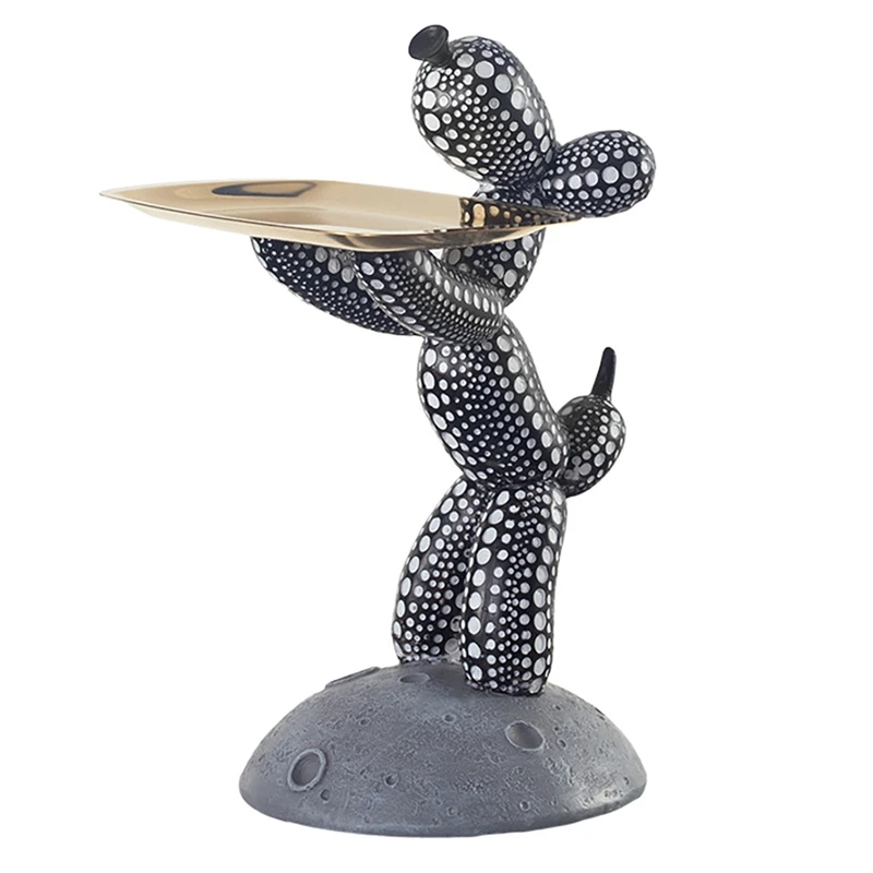 

Polka Dot Art Crafts Balloon Dog Sculpture Storage Tray Sculpture For Home Living Room Party Desk Shelf Decor