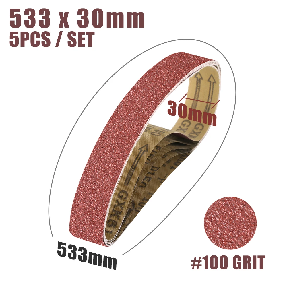 

5 шт., шлифовальные ленты для дерева, мягкого металла, 533x30 мм