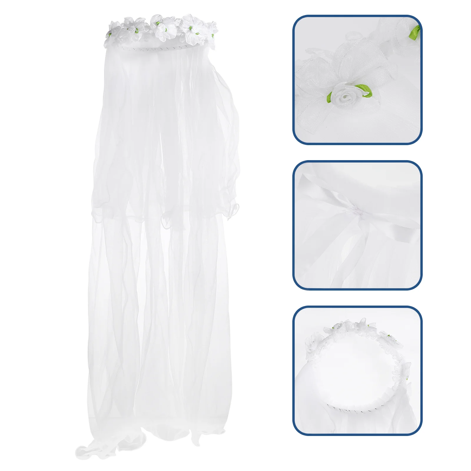 

Детская вуаль, гирлянда, Цветочная повязка на голову, корона, венок, головной убор, белый аксессуар для волос, искусственное кружево, свадебн...