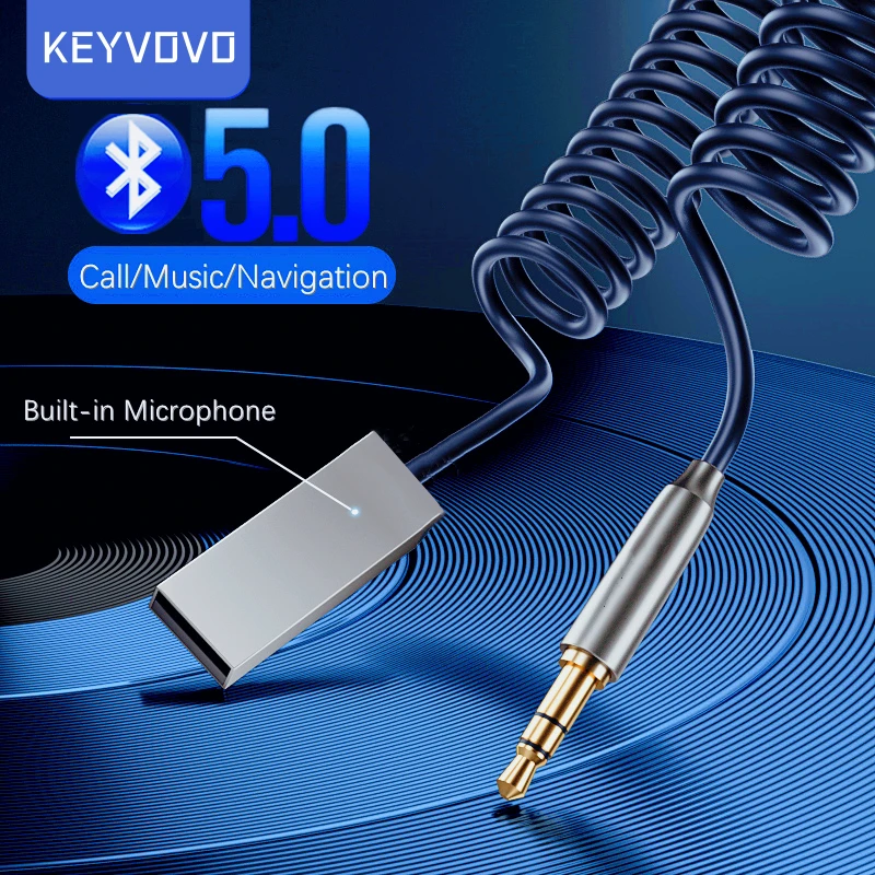 

Keyvovo Bluetooth Aux Adapter Wireless Car Receiver USB to 3.5mm Jack Audio Music Mic Handsfree Adapter for Car Speaker Dongle