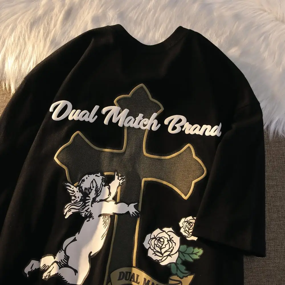 

Женская Винтажная футболка с коротким рукавом, Повседневная футболка в стиле Харадзюку, модный Свободный Топ с забавным принтом, Новинка ле...