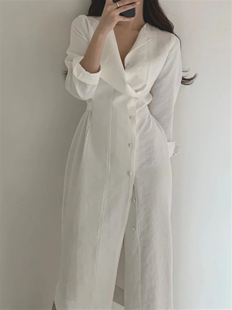 Solid Midi Dress for Women Long Sleeve Luxury 2022 Spring Woman Dresses A-Line Vintage Autumn Elegant Party High Waist Vestido