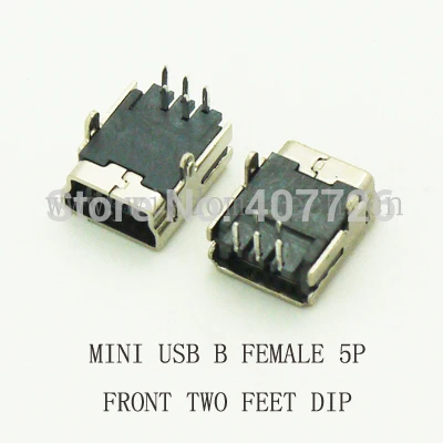 

10PCS Mini USB Jack 90 Degrees Front 2Feet 5PIN DIP Micro USB B type Female Connector For Mobile Phone Micro USB Connector