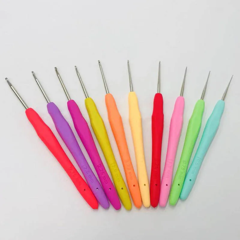 

10Pcs/Set DIY Soft Handle for Household Multicolor Weaving Tools Sewing Accessories Crochet Hook TPR Knitting Needle
