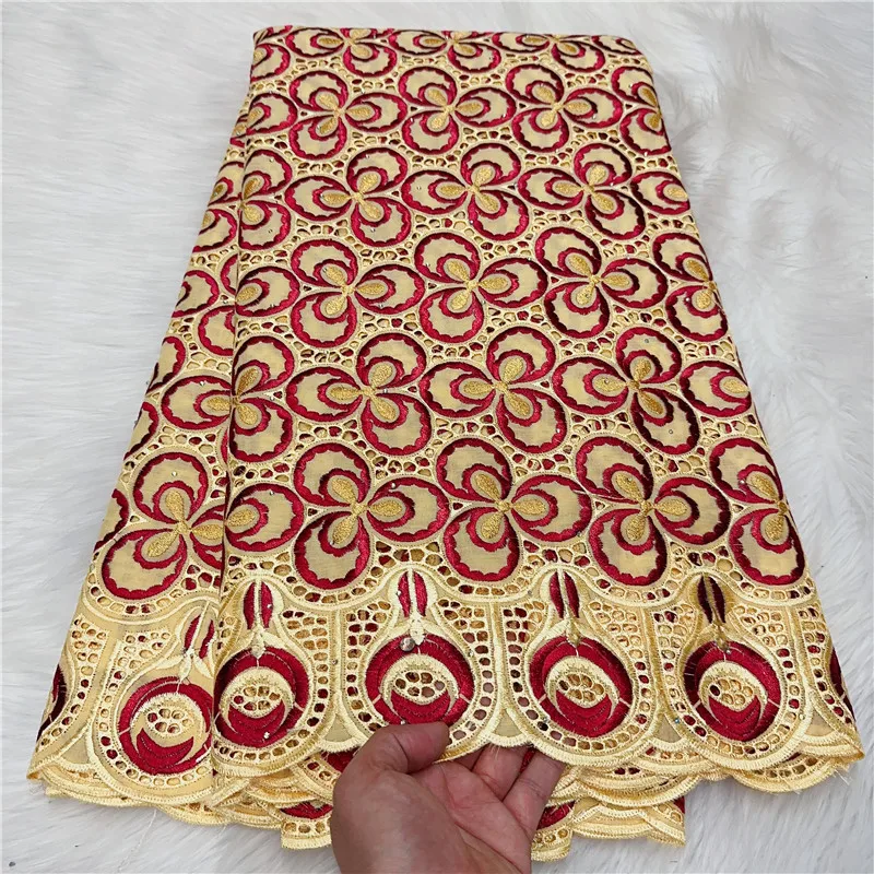 

5 Yards African Swiss Voile Lace Fabric Embroidery Lace Trim High Quality African Dry 100% Cotton Lace Fabric For Wedding HL9901