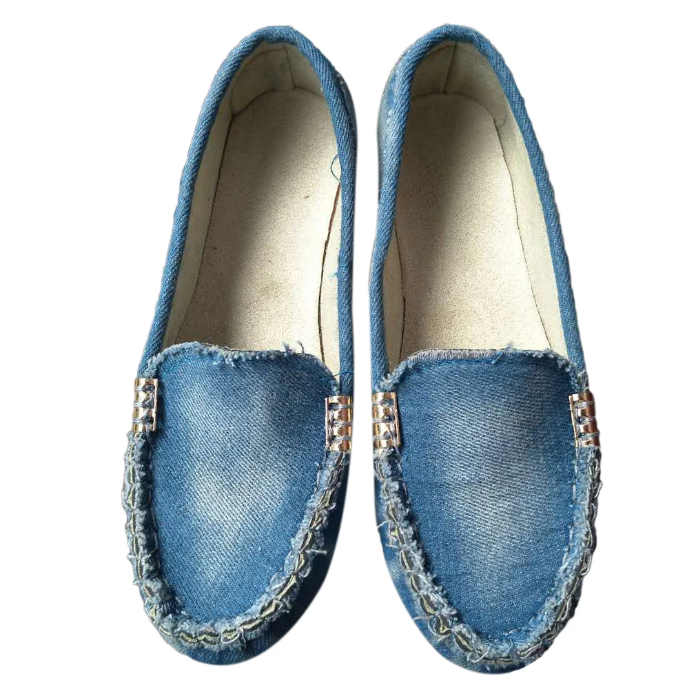 

Women Casual Flat Shoes 2021 Spring Autumn Flat Loafer Women Shoes Slips Soft Round Toe Denim Flats Jeans Shoes Plus Size