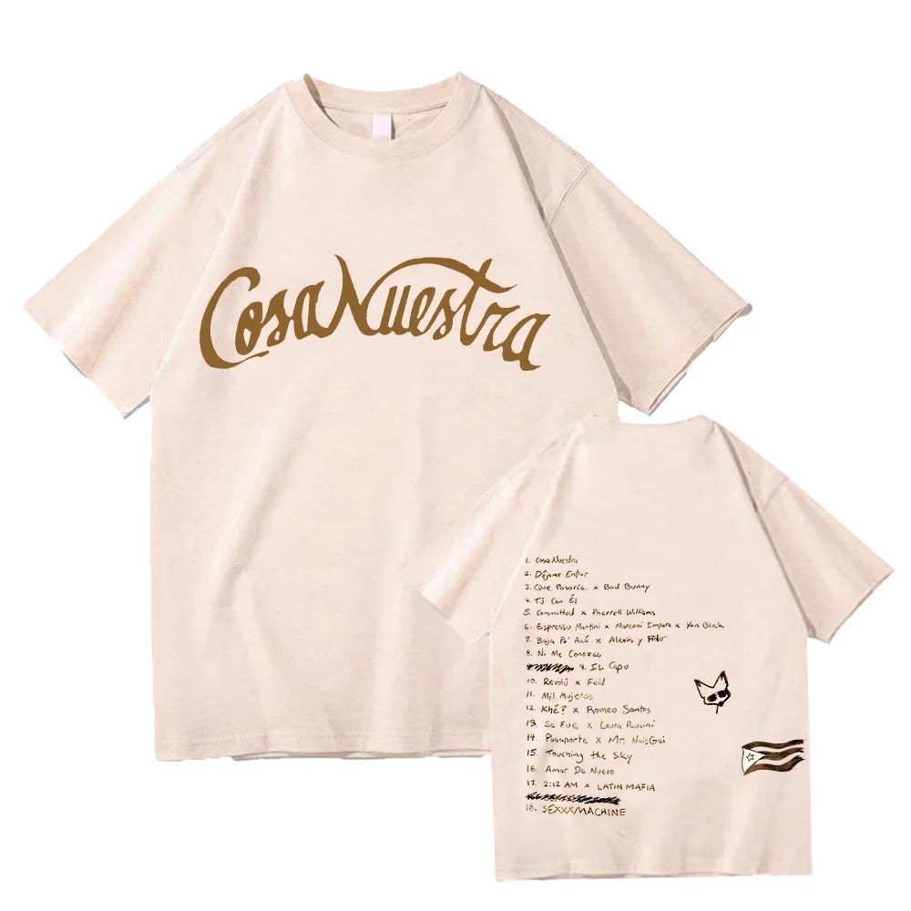 Retro Cotton Clothing Rauw Alejandro Cosanuestra Tshirts Unisex High Quality Tees New Summer O-neck Short Sleeve Tops Y2K Tshirt