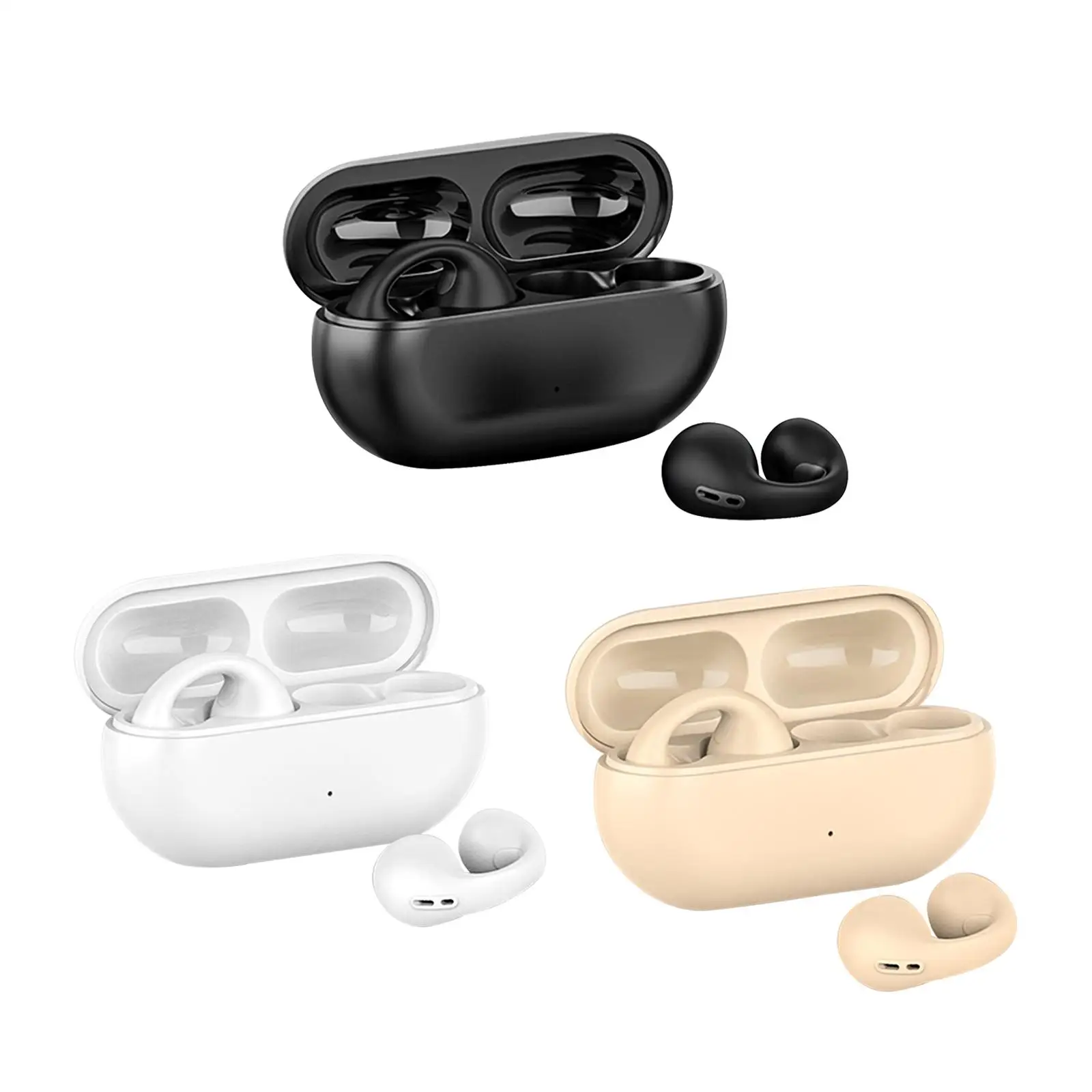 

Clip On Wireless Earphones HD Call HiFi Sound Intelligent Touch Control Calling Low Latency V5.3 Headphones for Office Business