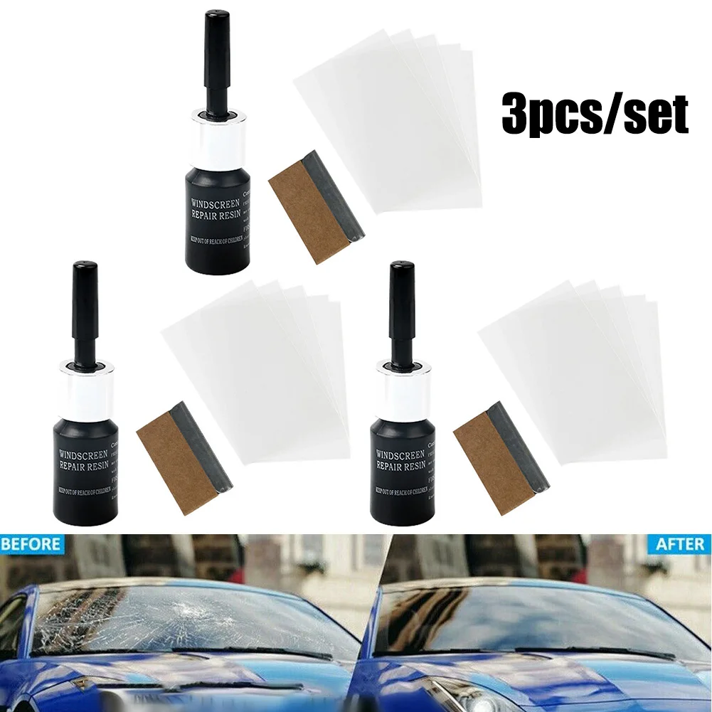

3 Bottles Car Windshield Glass Repair Kit Crack Repair Liquid Quick Window Repair Glass DIY Scratch Crack Restoration Tool