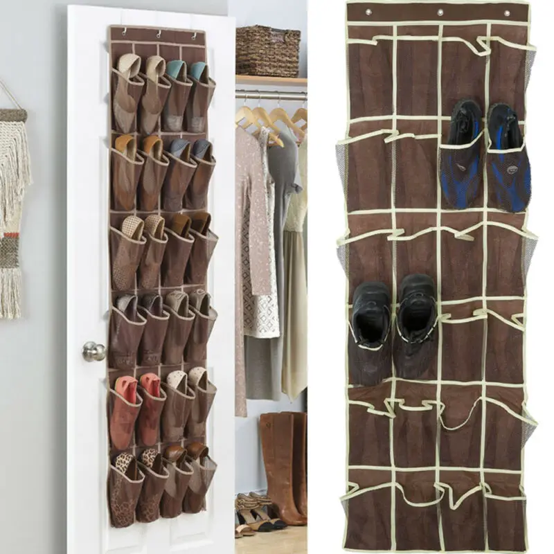 

24 Pocket Large Mesh Cloth Box Storage Hanging Bag Wall-mounted Sundries Organizer Holder Room Shoes Slippers Storage Bag New