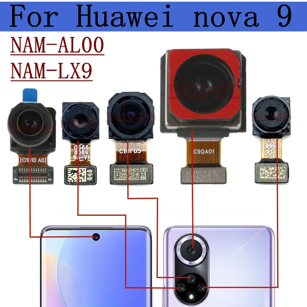 Фото Передняя и задняя камеры для Huawei Nova 9 Nova9 AL00, LX9. Оригинальный модуль фронтальной камеры для селфи и основной задней камеры с гибким кабелем. №1