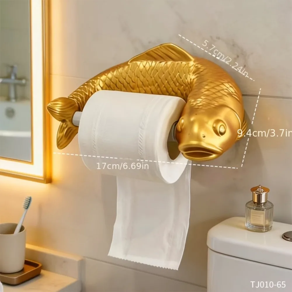 Держатель для туалетной бумаги Golden Carp, настенный, водонепроницаемый, пластиковый, винтажный, без сверления (art.: 3920da38e73ce) - 3920da38e73ce