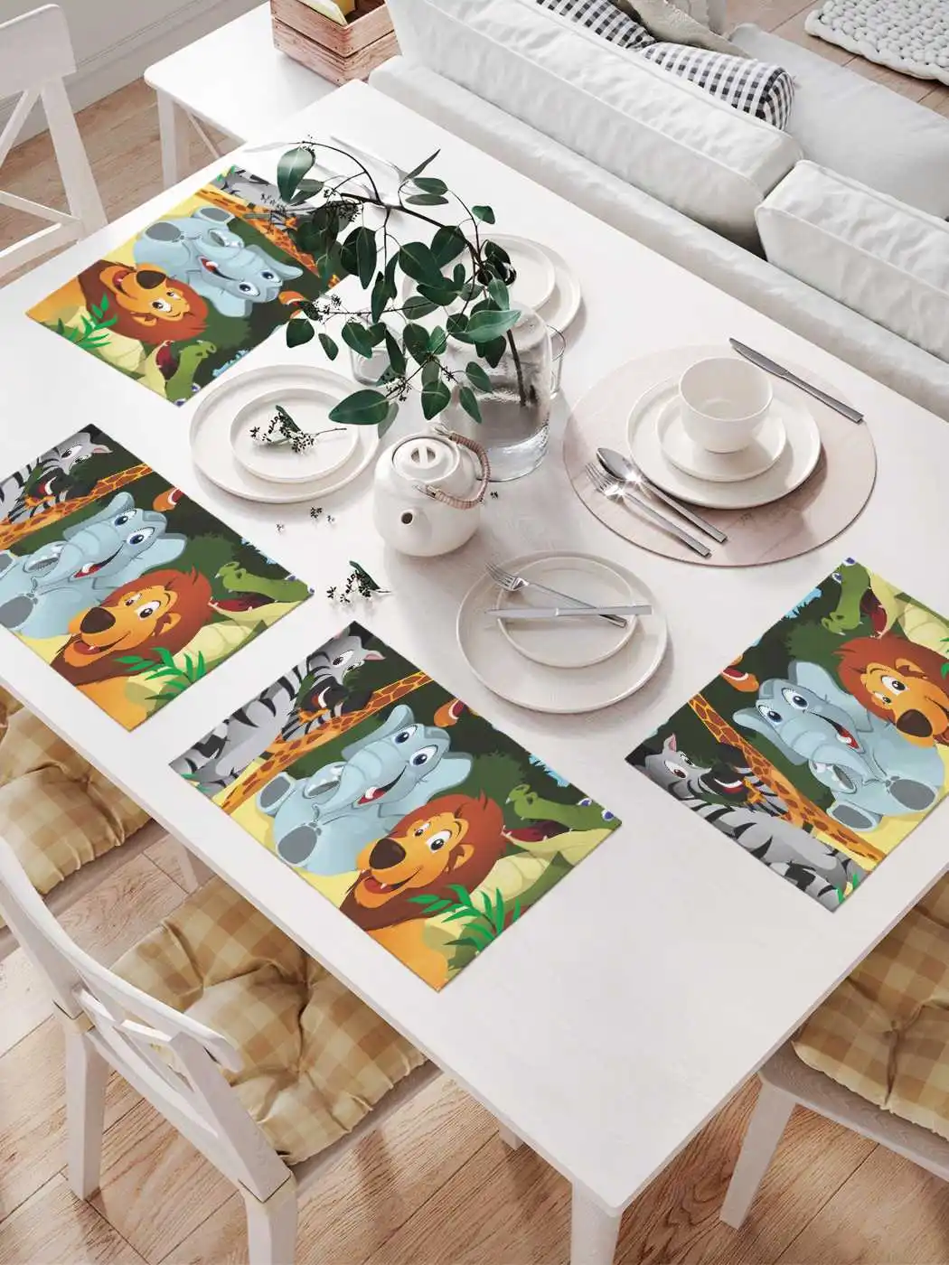 Set of napkins &quotJapanese fish" for table setting | 32x46 cm 4 things. Joyarty decor home textile Dinner Towel Serving Party Non-slip Coaster