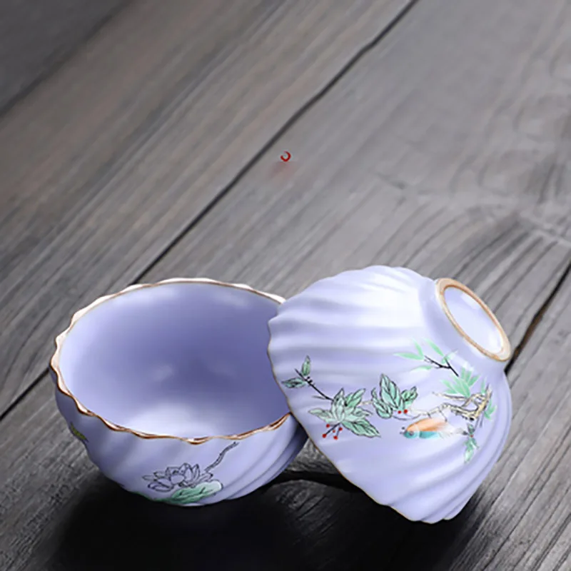 Китайская керамическая чайная чашка 110 мл с обжигом для России, фиолетовая ручная роспись, одинарная чашка, чайная чашка, индивидуальная чаш...