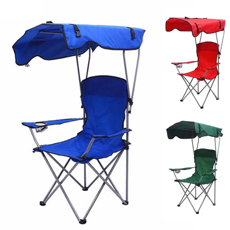 Foldable Portable Fishing Chair Camping Awning  Beach Chair Outdoor Fishing Carry Umbrella Lounge Chair with Canopy