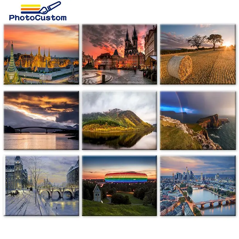

PhotoCustom Coloring By Number Build Kits Home Decoration Pictures Painting By Number Scenery HandPainted Art Gift Kit DIY Home