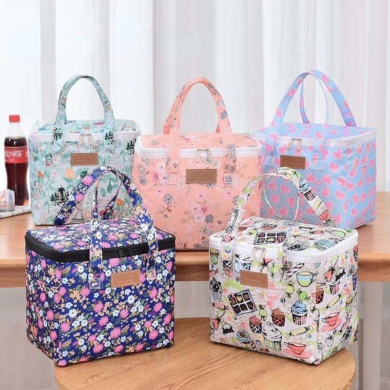 

Printed Outdoor Picnic Bag Ice Pack Takeaway Insulation Pack Fresh Portable Lunch Box Bag Travel Food Storage Breakfast Bag