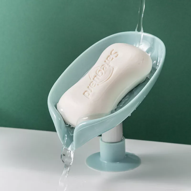 

Leaf Shape Soap Box Drain Soap Holder Box Bathroom Shower Soap Holder sponge Storage Tray Creative Sucker Water-free Storage Box