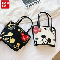 bandai 2022 new mickey print cute female cartoon canvas bag student handbag childrens storage bag