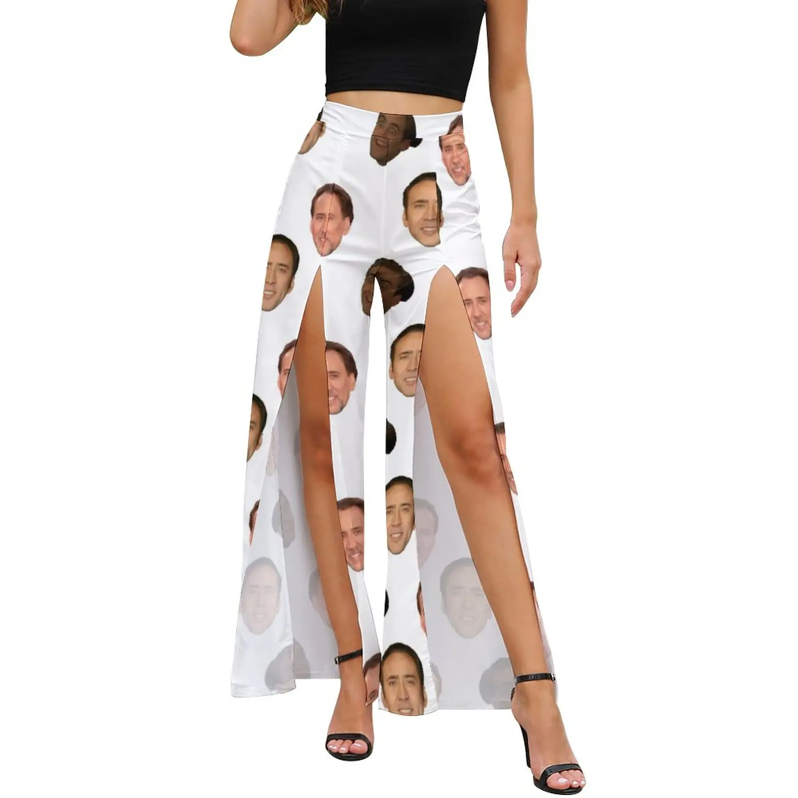 

Женские брюки с высокой талией и разрезом, в стиле Звезд