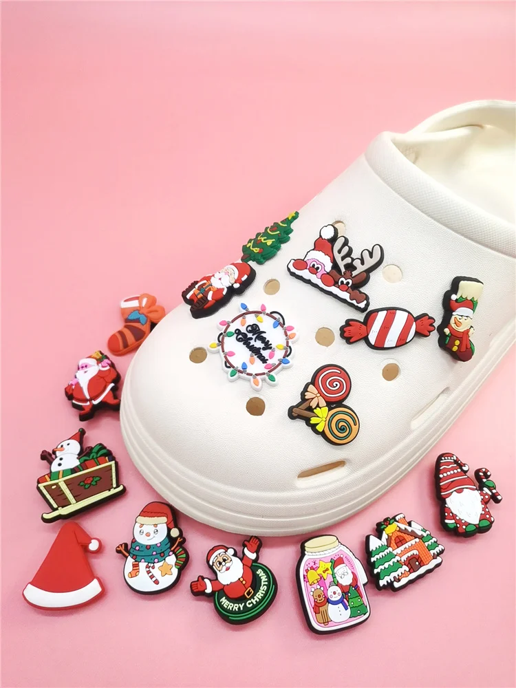 

Cute Christmas Croc Charms Funny Pattern Shoe Accessories Diy PVC Buckle Decoration Croc Pins jibz Ornaments Women Children Gift