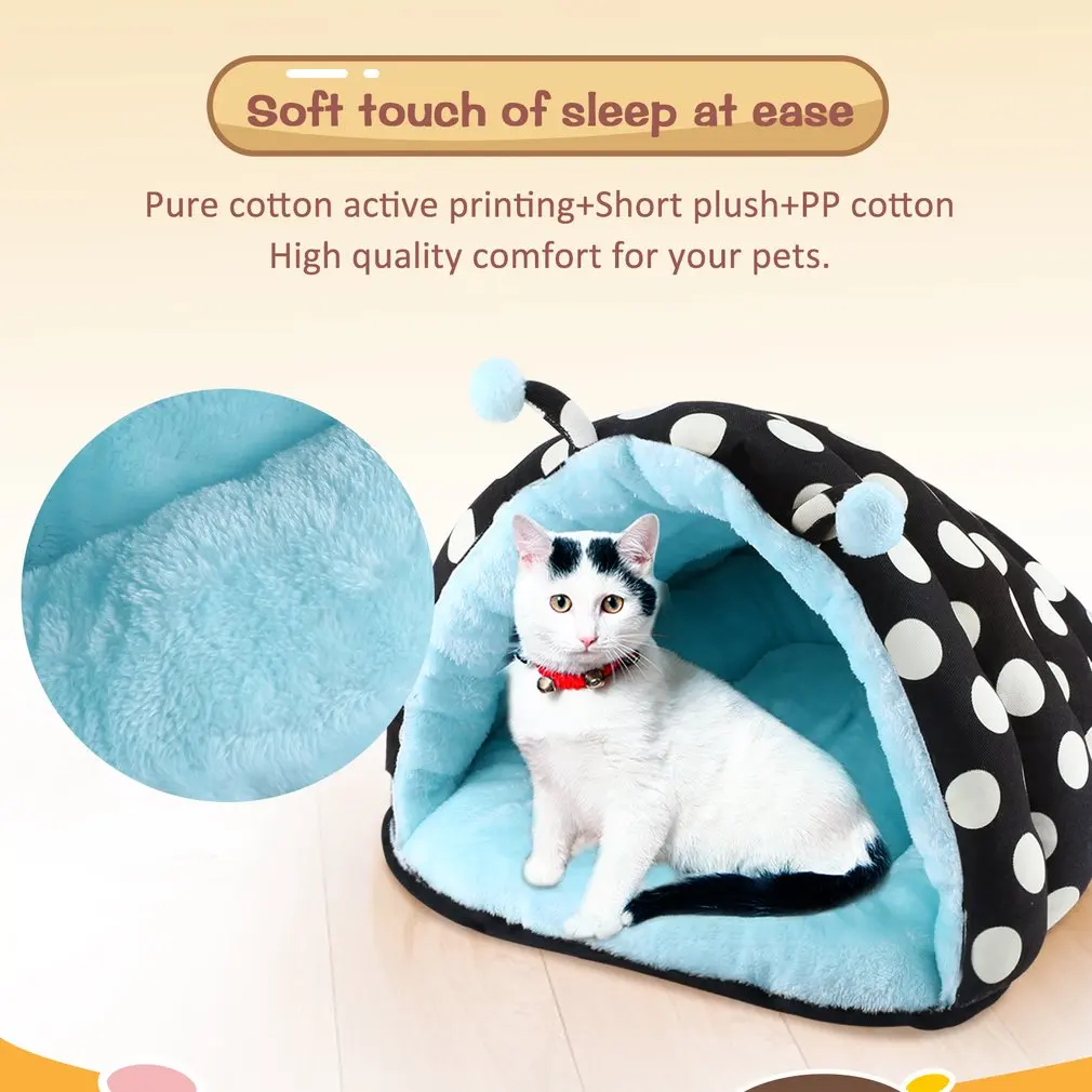 

Dot Pattern Luminous Puppy Pets Dog Cat Kennel Super Warm Soft Dog Cat Bed House Nest Mat Pad Animal House B-006-WD