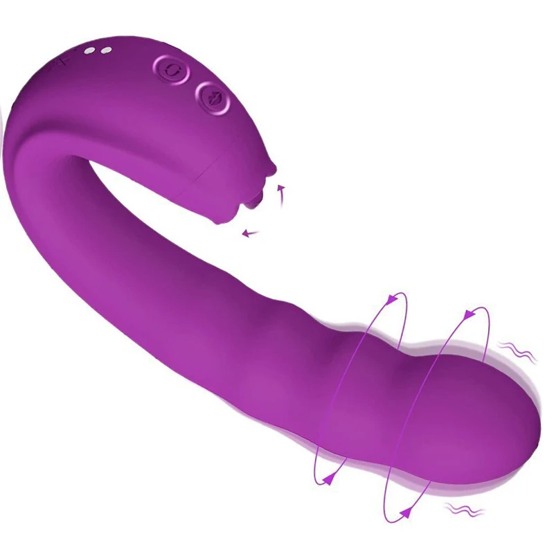 

Adults Sex Toys Silicone Clitoris Orgasm Licking Rotating Vibrador 3 in 1 Pussy G Spot Tongue Dildo Vagina Masturbator For Women